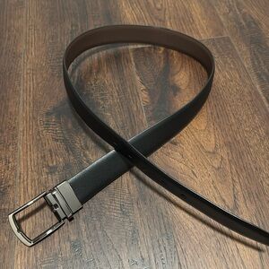 MENS LEATHER BELT BLACK METAL NEW SIZE 34